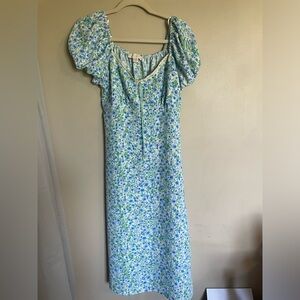 Monteau Blue & Green Milk Maid Dress